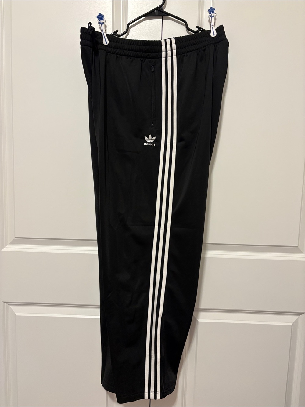 adidas Black Track Pants with White Three-Stripes